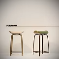 Poliform Modern Bar Stools With Light And Green Seats And Sleek Design