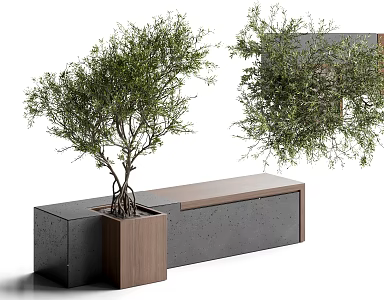 Modern Landscape Bench Public Bench Park Public Seat Landscape Tree Outdoor Bench 3d model