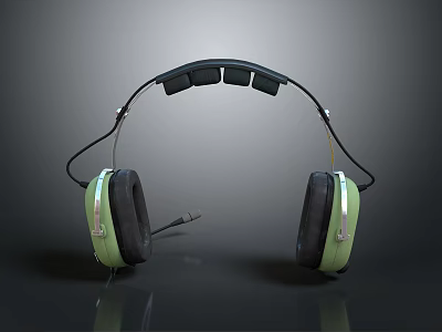Over Ear Wired Headphones With Green And Black Design Comfortable Ear Cushions For Audio 3d model