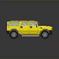 Yellow Hummer Model Car With Roof Rack Clear Windows And Black Wheels
