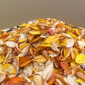 Colorful Autumn Leaves Scattered On Dark Square Surface With Natural Tones