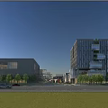 Modern Industrial Park Featuring Contemporary Buildings Greenery Roads And Pedestrian Areas