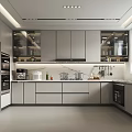 Modern Kitchen Interior Design With Grey Cabinets And Stainless Steel Appliances Countertop
