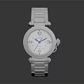 Stylish Silver Stainless Steel Wristwatch With White Dial And Blue Hands