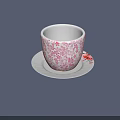 Pink Cherry Blossom Patterned Ceramic Cup And Saucer With Floral Design