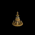 Tech Exhibition Hall Featuring Golden Multi Layered Decorative Tower Structure Design