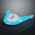 Blue Spacecraft With Transparent Dome And Flying Saucer Like Design For Space Exploration