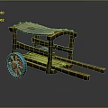 Wooden Handcart With Blue Wheels Transparent Cover And Vintage Design Features