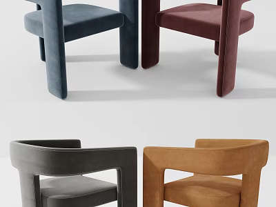 Modern Velvet Upholstered Accent Chairs With Armrests In Blue Burgundy Grey Brown 3d model