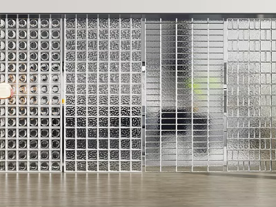 Modern Glass Block Wall Design Featuring Textured And Transparent Glass Panels 3d model