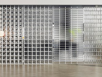 Modern glass brick glass partition 3d model