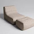 Modern Beige Fabric Lounge Chair With Matching Ottoman For Comfortable Relaxation