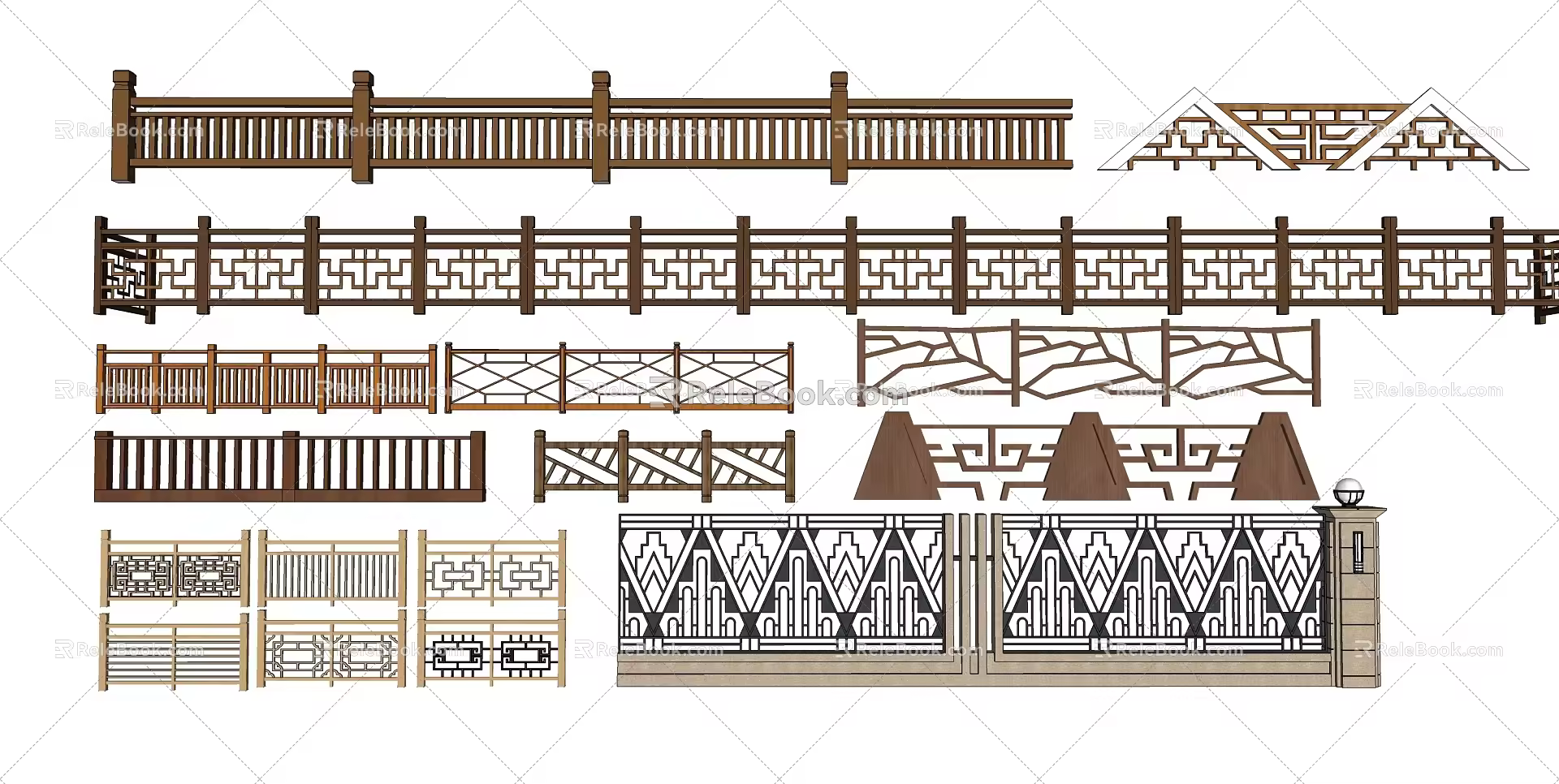 Fence Railing Set 3d model