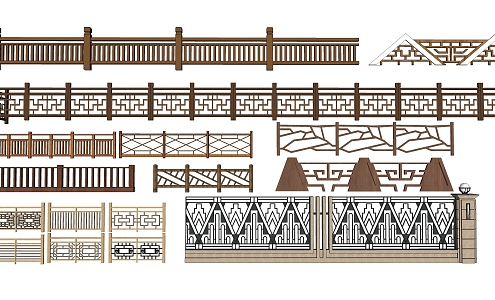 Fence Railing Set 3d model