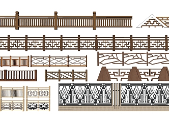 Fence Railing Set 3d model