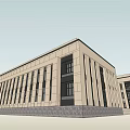 Modern Office Building Exterior Design With Large Windows And Front Steps