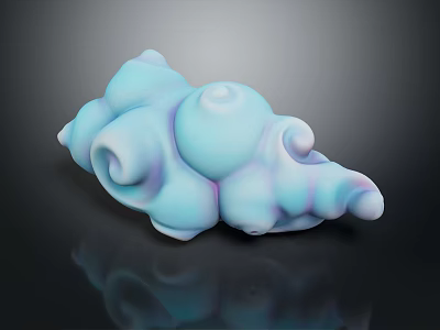 Abstract Spiral 3D Sculpture With Pastel Blue Purple Hues And Smooth Rounded Forms 3d model