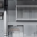 Sleek Modern Front Desk Reception Area With Coffee Bar And Metal Finish Walls