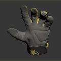 Gray And Yellow Protective Glove Design With Yellow Finger Joint Accents For Work Or Sports