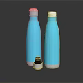 Two Blue Vacuum Insulated Water Bottles With Stainless Steel Lids For Daily Use