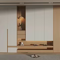 Modern White Wooden Shoe Cabinet With Mirror Storage Shelf And Plant Design