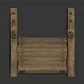 Wooden Arch Bridge Scene Component With Rope Railings And Wooden Support Posts 3d model