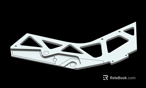 White Industrial Metal Bracket With Geometric Hollow Design And Mounting Holes 3d model 