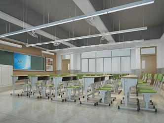 Modern Classroom Primary School Classroom 3d model