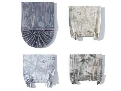 Stylish Roman Blinds With Natural Plant Patterns In Various Colors For Modern Home Decor 3d model