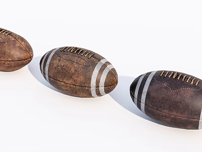 Classic Brown Rugby Balls With White Stripes As Sports Equipment Collection 3d model