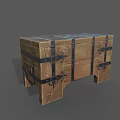 Vintage Wooden Chest of Drawers with Metal Straps and Carved Details