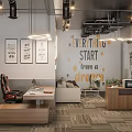 Modern Public Office Space Interior With Ergonomic Chairs Desks Computers Wall Art And Ceiling Lights