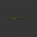 Wood and Stone Decorative Pieces with Yellow Green Tones Textured Surfaces on Black Surface