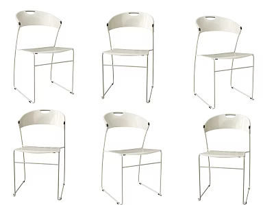 Modern White Single Chair With Metal Frame And Simple Home Design 3d model
