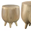 Natural Wood Stools With Round Top And Three Legs Simple Design 3d model