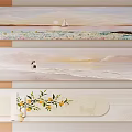 Photo Wall With Seaside Landscape Paintings Sailboat Sunset Figure Lemon Branch And Flowers
