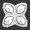 Ceramic Dinnerware Set With Four Lidded Bowls And Matching Pink Floral Saucers