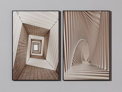 Abstract Geometric Wall Art Decor With Spiral And Radial Patterns 3d model