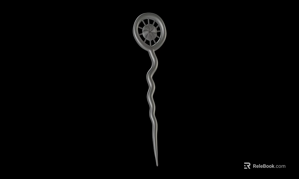 Ancient Metal Weapon With Twisted Handle And Circular Decorative Head 3d model 