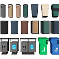 Public Facility Trash Bins With Various Colors Different Designs And Recycling Features