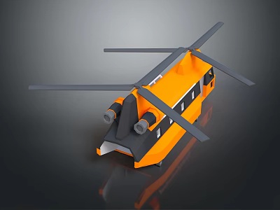 Detailed Modern Orange Helicopter 3D Model With Rotors And Black Accents 3d model