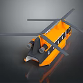 Detailed Modern Orange Helicopter 3D Model With Rotors And Black Accents