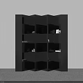 Black Modern Geometric Grid Shelving Unit With Multiple Storage Compartments For Contemporary Interior 3d model