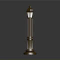 Classical Outdoor Lighting Combination Featuring Decorative Metal Pillar Street Lamp With Transparent Lampshade Design