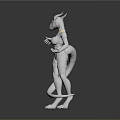 White Humanoid Fantasy Creature 3D Model With Tail Pointed Ears Claws And Sleek Design