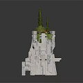 Detailed Stone Architectural Model With Layered Platforms Trees And Green Grass
