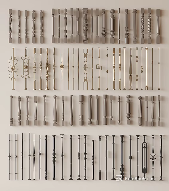 Decorative Balusters with Multiple Styles and Designs for Home Interior Decoration 3d model