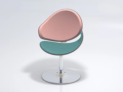 Stylish Leisure Chair With Pink Backrest Green Seat And Silver Metal Base 3d model
