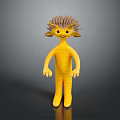 Yellow Cartoon Character With Hedgehog Like Spines Standing Pose And Friendly Smile