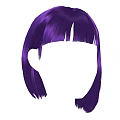 Vibrant Purple Straight Wig with Blunt Bangs and Shoulder Length Hairstyle Design